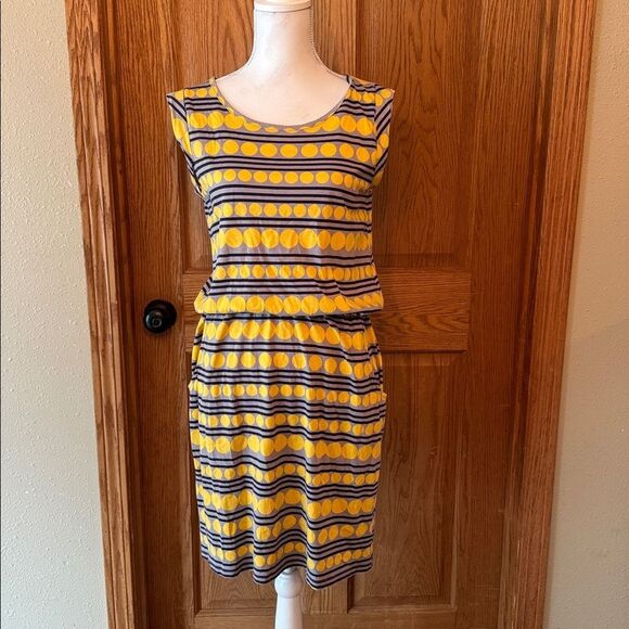 BODEN Polka Dot Striped Scoop Neck Short Sleeve Dress - Picture 6 of 10